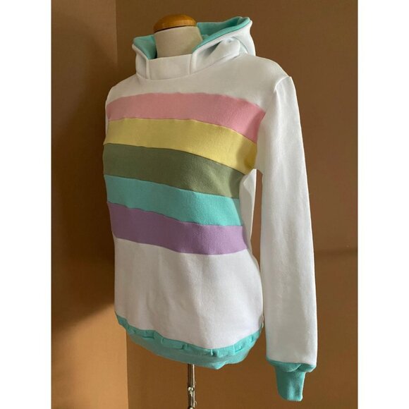 Cotton Candy Cloud Hoodie Upcycled Sweatshirt One-Of-A-Kind MungoCrafts - Picture 3 of 5